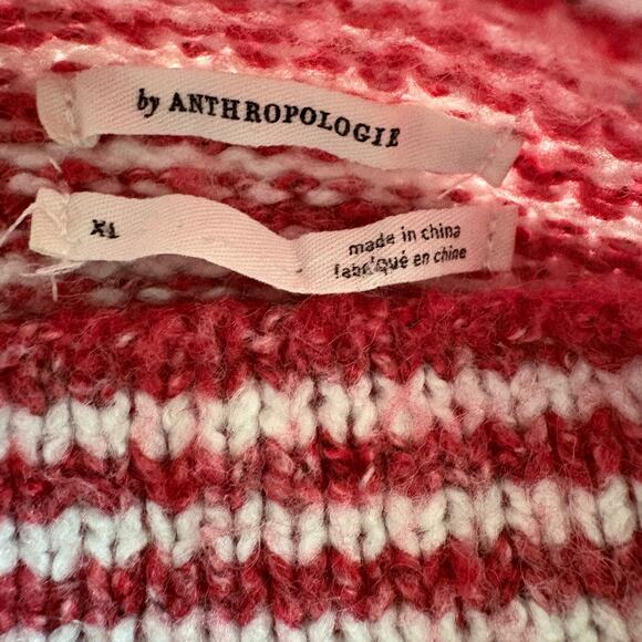 Anthropologie Striped FunnelNeck Sweater Linnea Wool Blend XL Cabincore Nautical - Picture 4 of 7